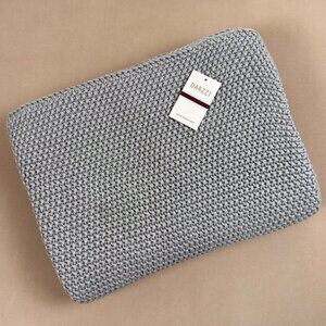 Darzzi Moss Stitch Throw Blanket, Lt Gray 100% Cotton 50"x60" Soft Textured Knit